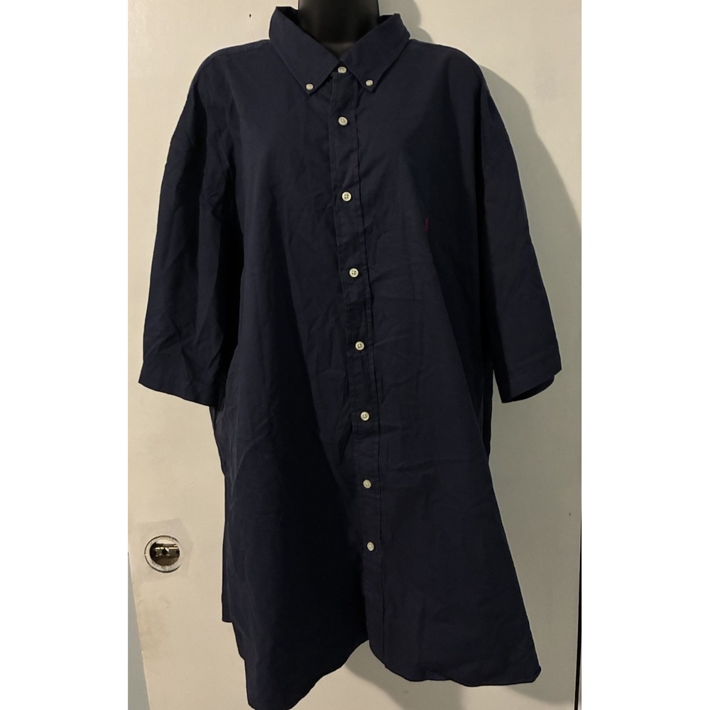 Ralph Lauren Featherweight Twill 3XLT Navy Blue Short Sleeve Button Up Shirt